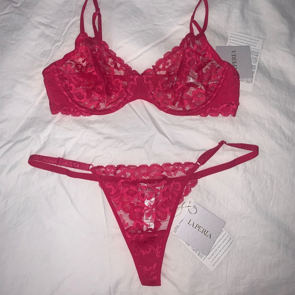 La perla Amelia bra and thong set 34c pink - Picture 2 of 2
